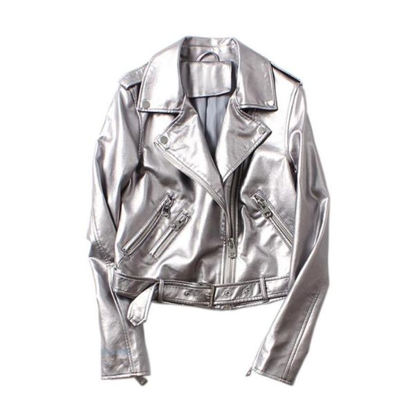 silver pu leather jacket women washed pu leather rivets with belt bomber jacket motorcycle biker coat outwear r2110, Black
silver pu leather jacket women washed pu leather rivets with belt bomber jacket motorcycle biker coat outwear r2110, Black