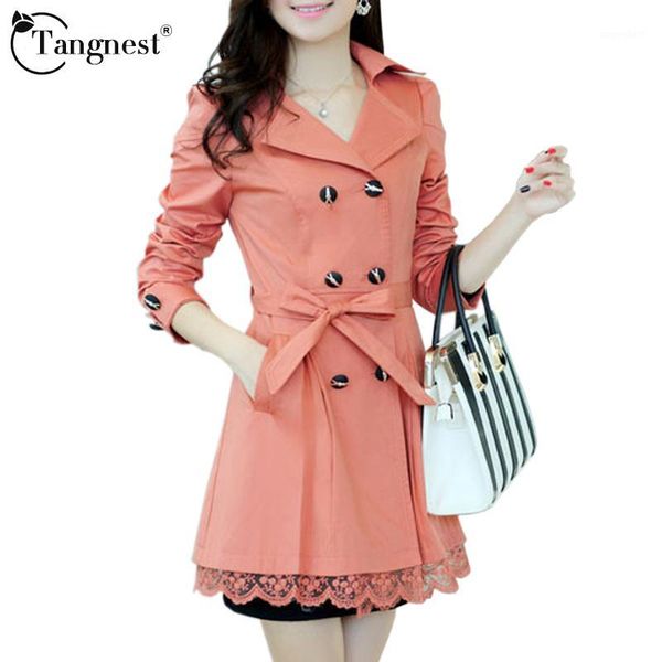 women's jackets wholesale- tangnest 6 colors women belt double-breasted jacket windbreaker medium long lace hem thin coat casaco femini, Black;brown
women's jackets wholesale- tangnest 6 colors women belt double-breasted jacket windbreaker medium long lace hem thin coat casaco femini, Black;brown