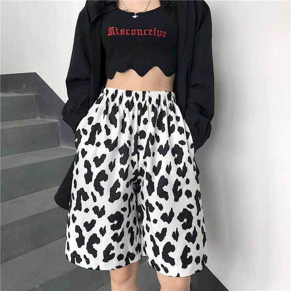 women's shorts white cow summer 2021 running sport for women streetwear harajuku korean joggers elastic high waist wide leg, White;black
women's shorts white cow summer 2021 running sport for women streetwear harajuku korean joggers elastic high waist wide leg, White;black
