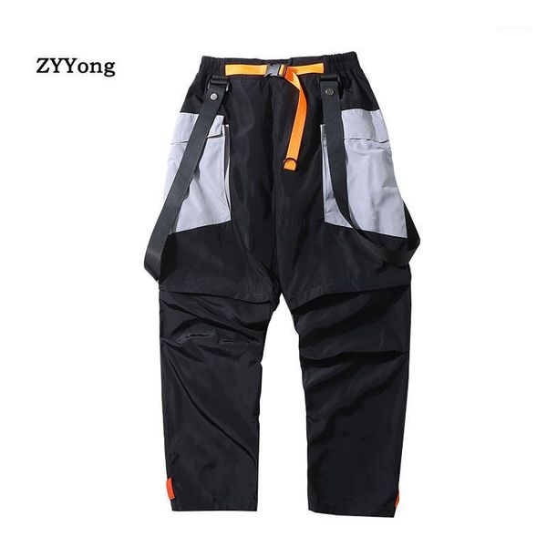 black blue men's hip-hop track pants ankle length trousers with pocket jogging pants jumpsuits can be disassembled into shorts1