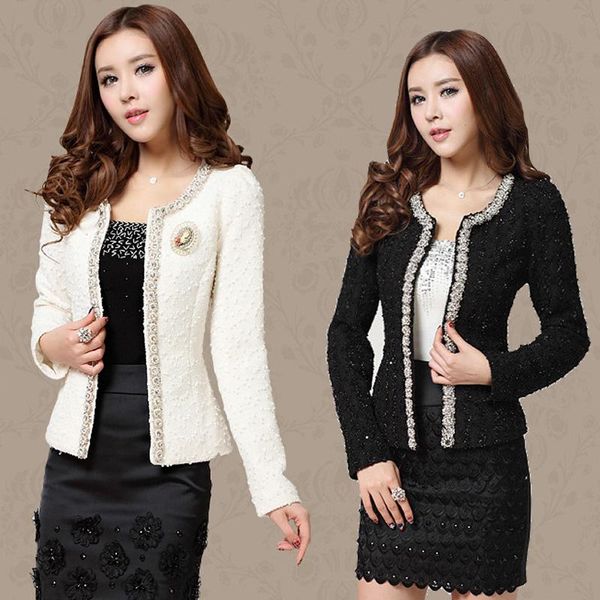 women's jackets autumn-winter coat short design women outerwear elegant beaded diamond slim big code small jacket m-xxxl a607, Black;brown
women's jackets autumn-winter coat short design women outerwear elegant beaded diamond slim big code small jacket m-xxxl a607, Black;brown