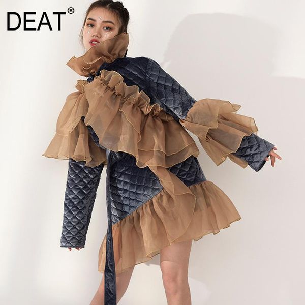 deat 2020 new autumn and winter european women fashion clothes ruffles patchwork spliced cotton coat thin with belts wc09904l, Black
deat 2020 new autumn and winter european women fashion clothes ruffles patchwork spliced cotton coat thin with belts wc09904l, Black