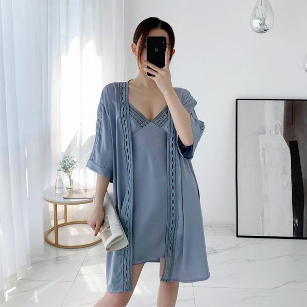 lady kimono robe gown suit solid satin lace trim sleepwear v-neck backless hollow out nightdress set lounge home dress, Black;red
lady kimono robe gown suit solid satin lace trim sleepwear v-neck backless hollow out nightdress set lounge home dress, Black;red