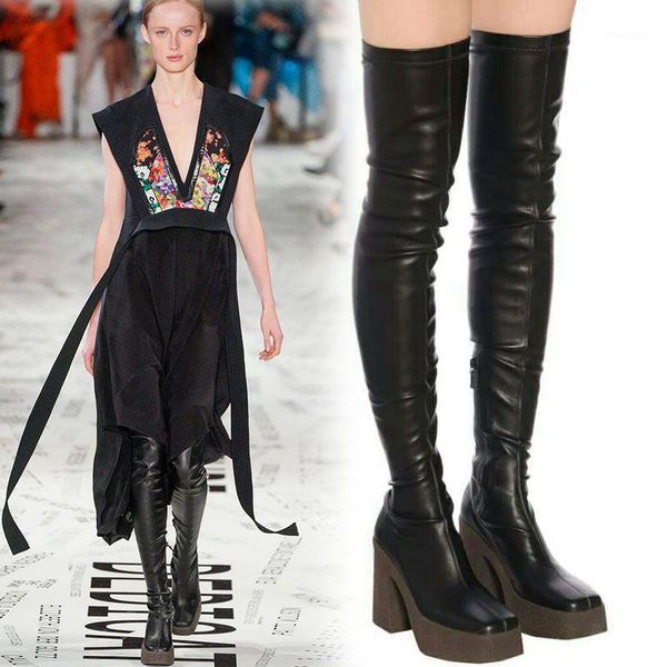 square toe boots for women elastic winter boots women high heels thigh high platform shoes botines mujer 20201, Black
square toe boots for women elastic winter boots women high heels thigh high platform shoes botines mujer 20201, Black