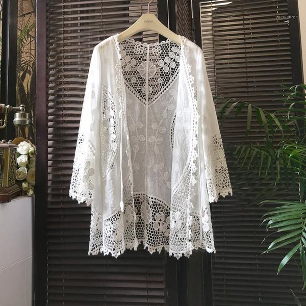 lace cover-ups sun protection women clothing summer embroidery wrap sheer beach style holiday blouse women open stitch 1, White
lace cover-ups sun protection women clothing summer embroidery wrap sheer beach style holiday blouse women open stitch 1, White
