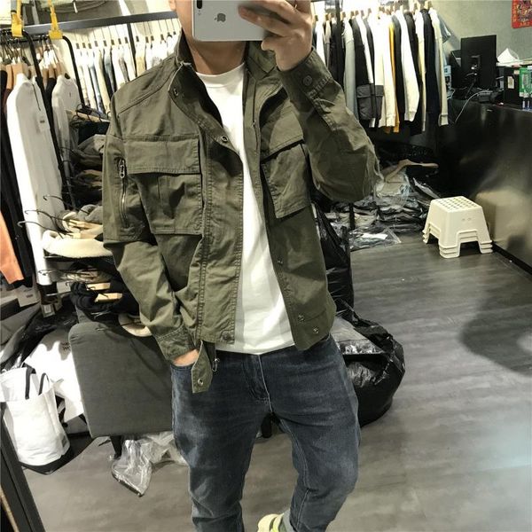men's jackets 2021 autumn korean streetwear multi-pocket men cargo jacket mens cotton casual overalls male jaqueta masculina, Black;brown 
men's jackets 2021 autumn korean streetwear multi-pocket men cargo jacket mens cotton casual overalls male jaqueta masculina, Black;brown