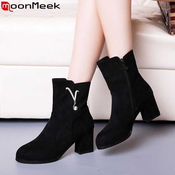 boots moonmeek big size fashion autumn winter round toe zip ankle for women flock square high heels shoes `s1, Black
boots moonmeek big size fashion autumn winter round toe zip ankle for women flock square high heels shoes `s1, Black