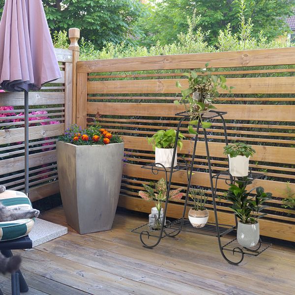 30,3 дюйма 3 слоя 5 вертикальная полоса в горшечник растение стойки черная краска садовые украшения в помещении и открытый завод стойки стой