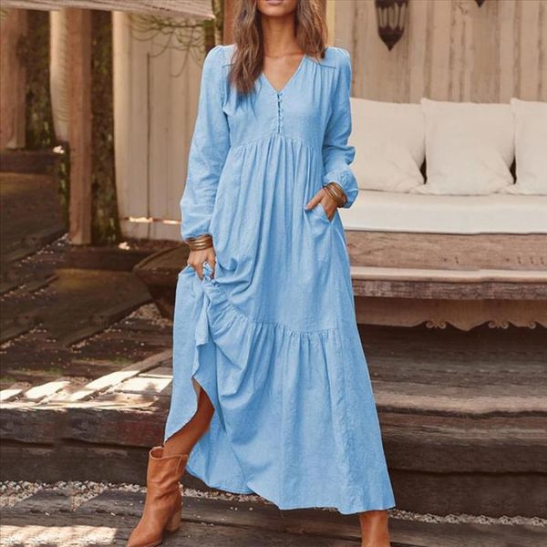 dress women v neck cotton and linen retro casual solid color long sleeve long dress drop shipping, Black;gray
dress women v neck cotton and linen retro casual solid color long sleeve long dress drop shipping, Black;gray