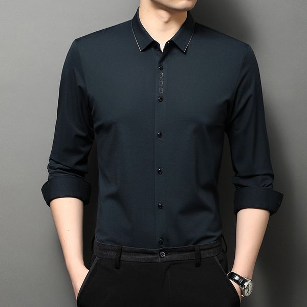 2021 new fix rhinestone shirt long sleeve bussiness collar black formal male dress fine fit hx6a, White;black
2021 new fix rhinestone shirt long sleeve bussiness collar black formal male dress fine fit hx6a, White;black