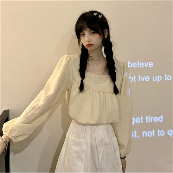 2021 new puff sleeve blouse women square collar korean style fashion shirts solid casual lace kawaii female clothing autumn q6mi, White
2021 new puff sleeve blouse women square collar korean style fashion shirts solid casual lace kawaii female clothing autumn q6mi, White