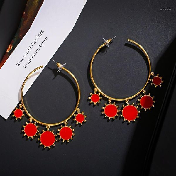 hoop & huggie 2021 fashion gold red big circle round earrings tassel sun brincos jewelry for women1, Golden;silver
hoop & huggie 2021 fashion gold red big circle round earrings tassel sun brincos jewelry for women1, Golden;silver
