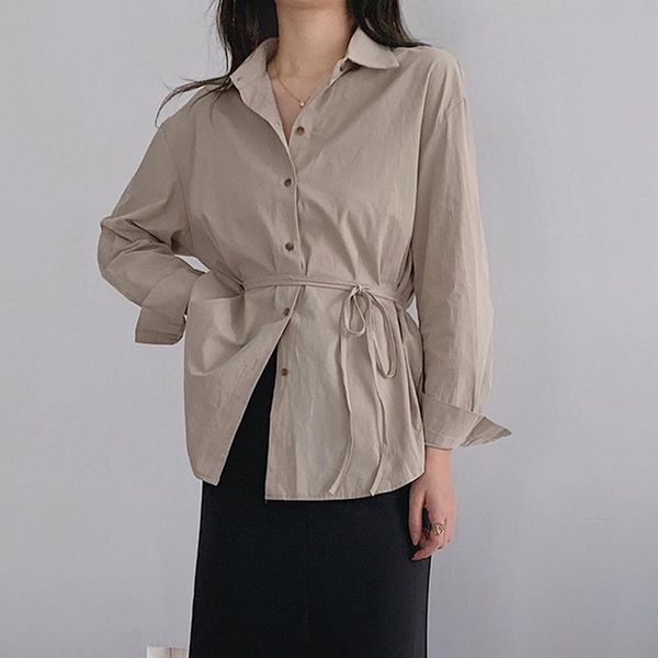women's blouses & shirts women oversize shirt blusas mujer de moda 2021 spring autumn long sleeve casual boyfriend sashes womens, White
women's blouses & shirts women oversize shirt blusas mujer de moda 2021 spring autumn long sleeve casual boyfriend sashes womens, White