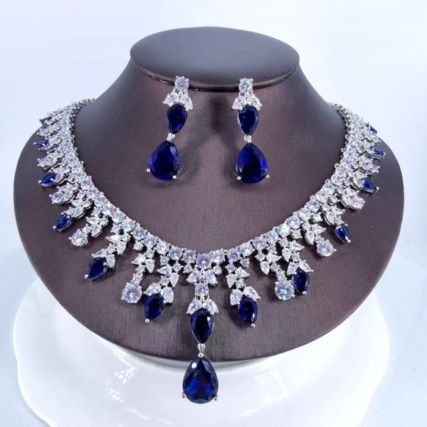2021 new fashion luxury blue water drop cz zircon necklace earrings,wedding bride dinner party dress jewelry ing, Silver
2021 new fashion luxury blue water drop cz zircon necklace earrings,wedding bride dinner party dress jewelry ing, Silver