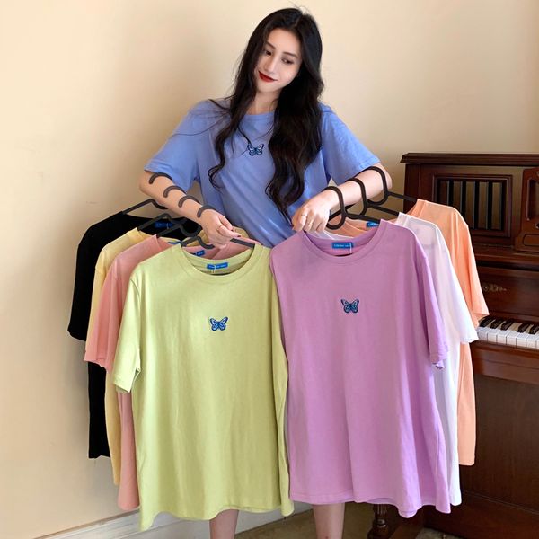 2021 new 8 colors summer korean style butterfly embroidered short sleeve lets women's t-shirts feminine (c2355) invm, White
2021 new 8 colors summer korean style butterfly embroidered short sleeve lets women's t-shirts feminine (c2355) invm, White