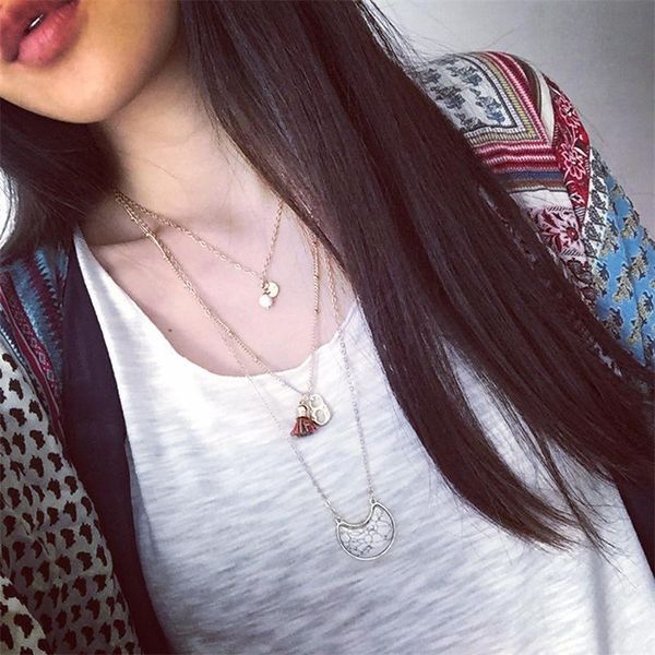 pendant necklaces multilayer chain coin tassels bohemian style gold color stone necklace triple ethnic jewelry, Silver
pendant necklaces multilayer chain coin tassels bohemian style gold color stone necklace triple ethnic jewelry, Silver