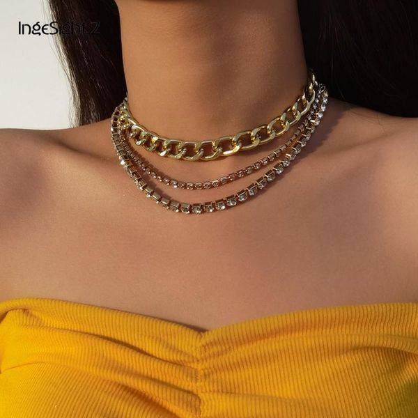ingesight.z 3pcs/set steampunk street curb cuban miami choker necklace shiny rhinestone crystal chain clavicle necklaces jewelry, Silver
ingesight.z 3pcs/set steampunk street curb cuban miami choker necklace shiny rhinestone crystal chain clavicle necklaces jewelry, Silver