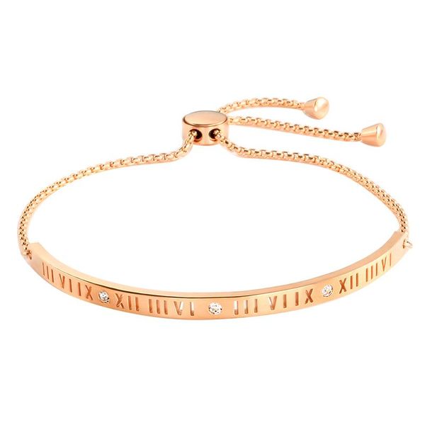 bangle rose gold color charming bracelet for woman stainless steel roman letter cz chain wristband jewellery gift, Black
bangle rose gold color charming bracelet for woman stainless steel roman letter cz chain wristband jewellery gift, Black