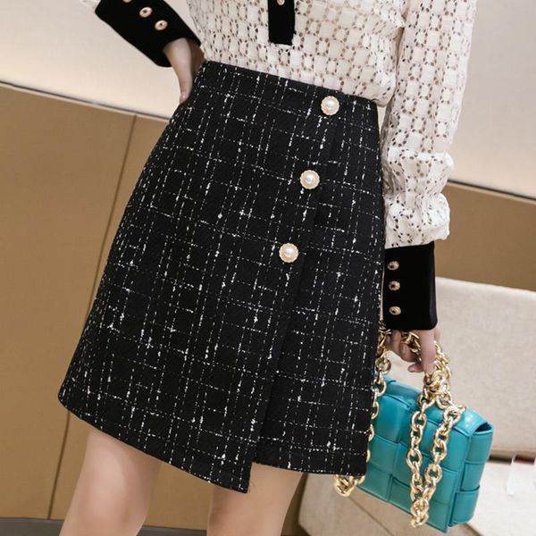 pearls buttons plaid tweed women skirt high waist pencil black wool mini autumn winter vintage office plus size x585
pearls buttons plaid tweed women skirt high waist pencil black wool mini autumn winter vintage office plus size x585