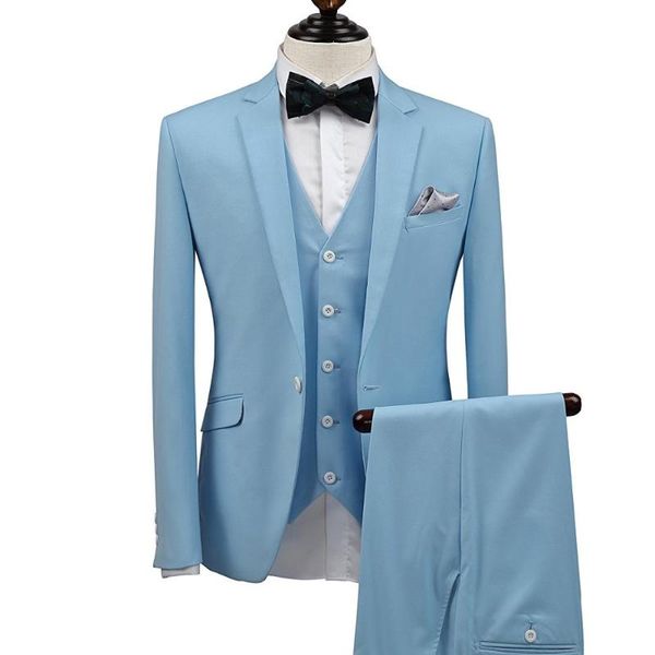 men's suits & blazers 2021 light blue men formal business wedding groom suit set single breasted button blazer + vest pant man slim fit, White;black
men's suits & blazers 2021 light blue men formal business wedding groom suit set single breasted button blazer + vest pant man slim fit, White;black