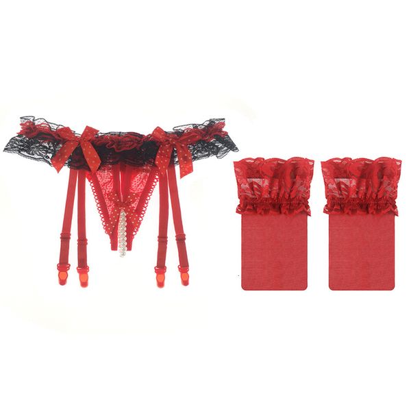 sitonjwly women's lace bowknots stockings + suspender set garter belt female briefs ultra-thin panties, Black;white
sitonjwly women's lace bowknots stockings + suspender set garter belt female briefs ultra-thin panties, Black;white