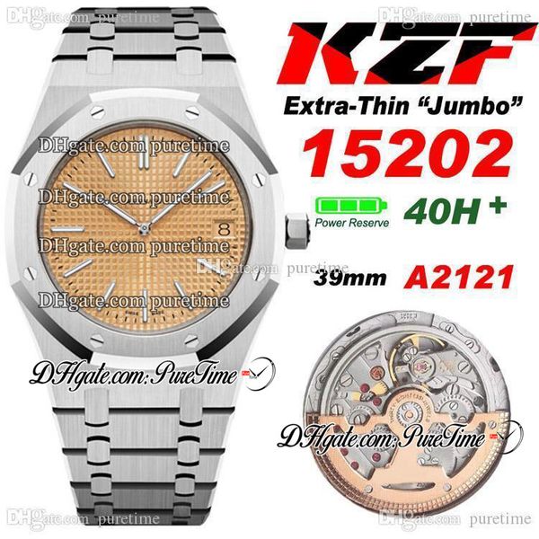 kzf 39mm 15202 extra-thin "jumbo" salmon textured dial cal a2121 automatic mens watch stainless steel bracelet edition ptpa pureti, Slivery;brown
kzf 39mm 15202 extra-thin "jumbo" salmon textured dial cal a2121 automatic mens watch stainless steel bracelet edition ptpa pureti, Slivery;brown