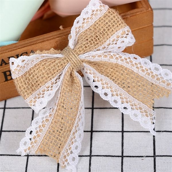 5pcs/lots natural jute burlap hessian with lace christmas bows for birthday party gift decoration halloween candy box decor q1128
5pcs/lots natural jute burlap hessian with lace christmas bows for birthday party gift decoration halloween candy box decor q1128