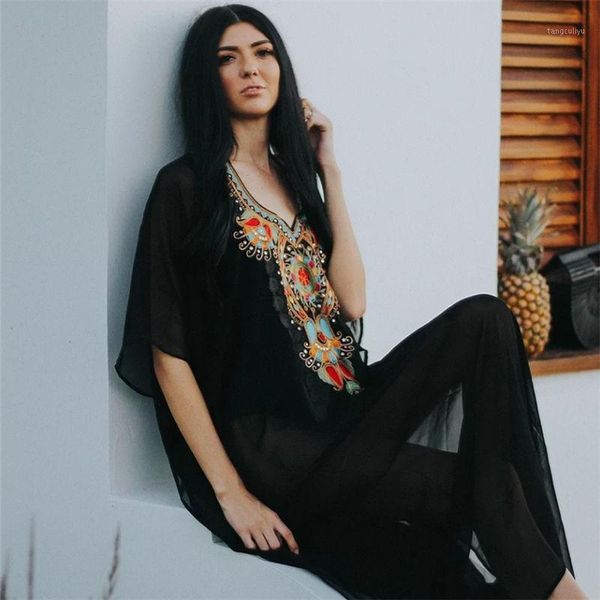 2020 black bohemian embroidered v-neck loose summer beach dress women plus size beachwear caftan indie folk maxi dress n9601, Black;gray
2020 black bohemian embroidered v-neck loose summer beach dress women plus size beachwear caftan indie folk maxi dress n9601, Black;gray