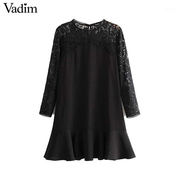 vadim women transparent mini dress lace patchwork hollow out long sleeve black party club stylish dresses vestidos qd1851, Black;gray
vadim women transparent mini dress lace patchwork hollow out long sleeve black party club stylish dresses vestidos qd1851, Black;gray