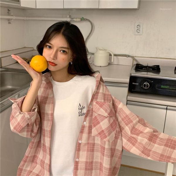 pink plaid shirt ins jacket retro casual hong kong style chic women's shirt autumn sweet cute outer wear female 1, White
pink plaid shirt ins jacket retro casual hong kong style chic women's shirt autumn sweet cute outer wear female 1, White
