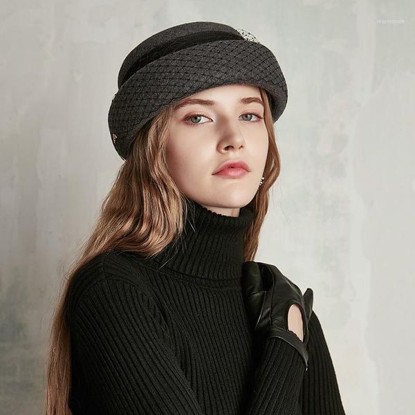 autumn winter black and red vintage british suit yarn-wool hat elegant ladies beret ladies high-end wool bowler hat1, Blue;gray
autumn winter black and red vintage british suit yarn-wool hat elegant ladies beret ladies high-end wool bowler hat1, Blue;gray