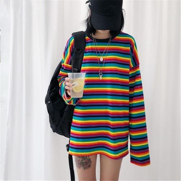 мода rainbow slipe t рубашка осень хараджуку женская рубашка с длинным рукавом плюс размер футболки женщина корейские топы женские, White
мода rainbow slipe t рубашка осень хараджуку женская рубашка с длинным рукавом плюс размер футболки женщина корейские топы женские, White