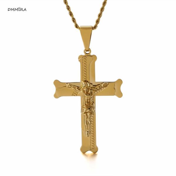 fashion stainless steel mens gold cross chain male necklace christian jewelry religious jesus crucifix cross necklace pendant, Silver
fashion stainless steel mens gold cross chain male necklace christian jewelry religious jesus crucifix cross necklace pendant, Silver