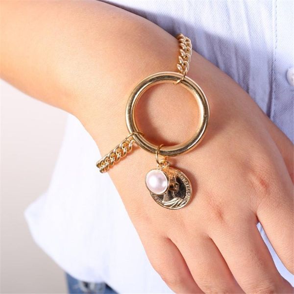 new personality exaggerated round metal pearl bracelet ladies fashion pearl pendant bracelet women jewelry christmas gift y401, Black
new personality exaggerated round metal pearl bracelet ladies fashion pearl pendant bracelet women jewelry christmas gift y401, Black