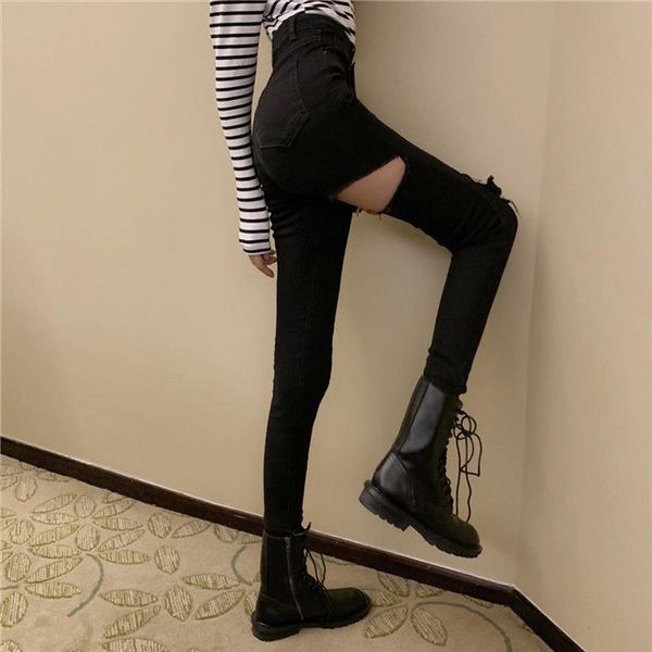black denim jeans for women skinny high waist jeans destroyed knee holes pencil pants trousers stretch ripped trousers, Blue
black denim jeans for women skinny high waist jeans destroyed knee holes pencil pants trousers stretch ripped trousers, Blue