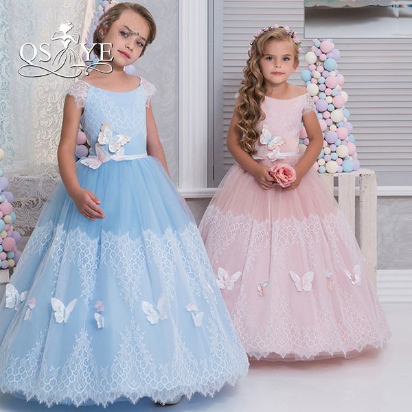 lovely pink wedding flower girl dresses lace jewel neck cap sleeves sash with butterfly 2017 long baby child communion party dresses cheap, White;blue
lovely pink wedding flower girl dresses lace jewel neck cap sleeves sash with butterfly 2017 long baby child communion party dresses cheap, White;blue