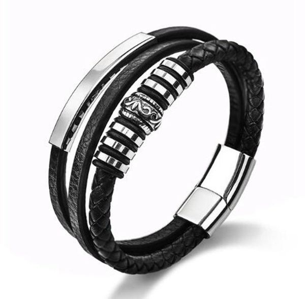 bangle fashion punk men's leather bracelet black braided multilayer rope chain magnetic buckle jewelry gift
bangle fashion punk men's leather bracelet black braided multilayer rope chain magnetic buckle jewelry gift