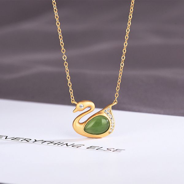 npkds 18k gold necklace jasper white jade inlaid swan pendant sweater chain fashion metal chain pendant necklaces adjusted, Silver
npkds 18k gold necklace jasper white jade inlaid swan pendant sweater chain fashion metal chain pendant necklaces adjusted, Silver
