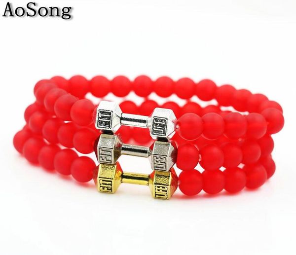 bppccr matte red onyx gold color barbell jewelry male female fit life dumbbell beads chakras bracelets pulseira feminina, Black
bppccr matte red onyx gold color barbell jewelry male female fit life dumbbell beads chakras bracelets pulseira feminina, Black