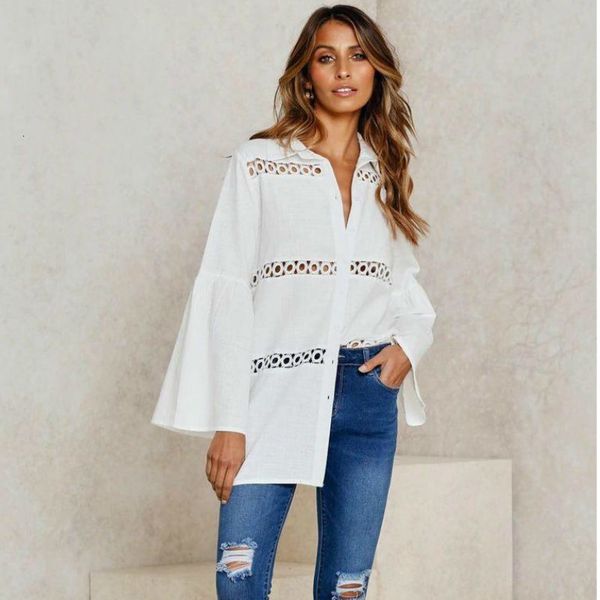 2021 new hollow out chiffon solid shirts long turn down collar unique breasted enlargement female blouse sleeves ksqn, White
2021 new hollow out chiffon solid shirts long turn down collar unique breasted enlargement female blouse sleeves ksqn, White