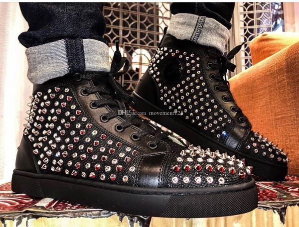 2020 new flat black nylon leather with spikes,strass men red bottom sneakers high studs casual walking luxury party wedding eu35-47
2020 new flat black nylon leather with spikes,strass men red bottom sneakers high studs casual walking luxury party wedding eu35-47