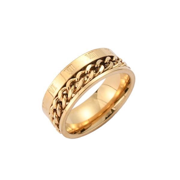 european and american creative roman chain ring titanium steel men's trend jewelry rotatable chain digital ring, Golden;silver
european and american creative roman chain ring titanium steel men's trend jewelry rotatable chain digital ring, Golden;silver