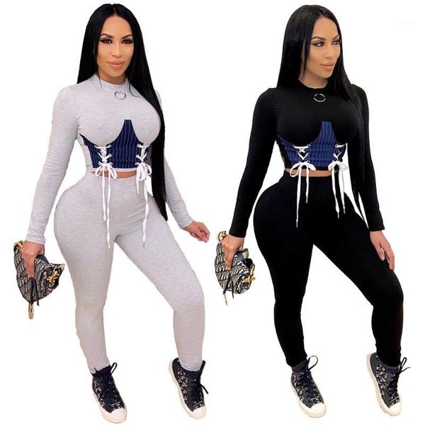 sport two piece outfits women long sleeve lace up crop +leggings pants set 2 pieces tracksuit women sweat suits set1, Gray
sport two piece outfits women long sleeve lace up crop +leggings pants set 2 pieces tracksuit women sweat suits set1, Gray