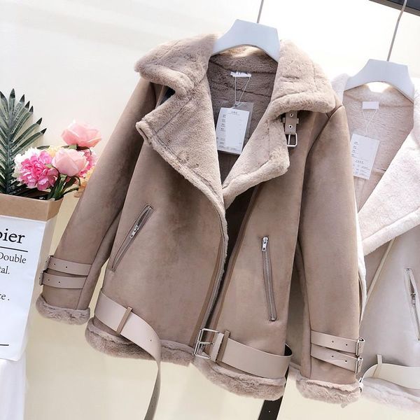 women's fur & faux women winter suede jacket lamb wool thicken warm motorcycle leather coat female ladies short loose coats streetwear, Black
women's fur & faux women winter suede jacket lamb wool thicken warm motorcycle leather coat female ladies short loose coats streetwear, Black