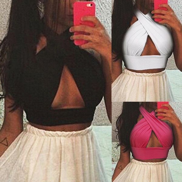 women backless vest ladies halterneck bandage shirt tank bra solid spaghetti summer club solid beach casual, White
women backless vest ladies halterneck bandage shirt tank bra solid spaghetti summer club solid beach casual, White