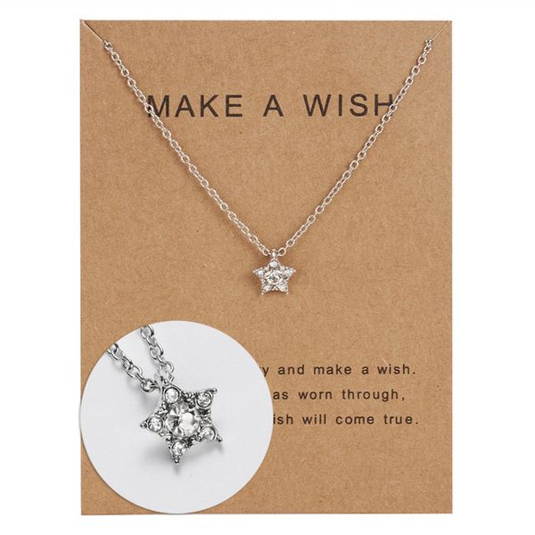european and american new paper card necklace paper card diamond five-pointed star pendant necklace, Silver
european and american new paper card necklace paper card diamond five-pointed star pendant necklace, Silver