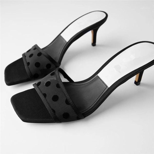 new summer women med heel slide sandals black polka dot air mesh female slippers outside1
new summer women med heel slide sandals black polka dot air mesh female slippers outside1
