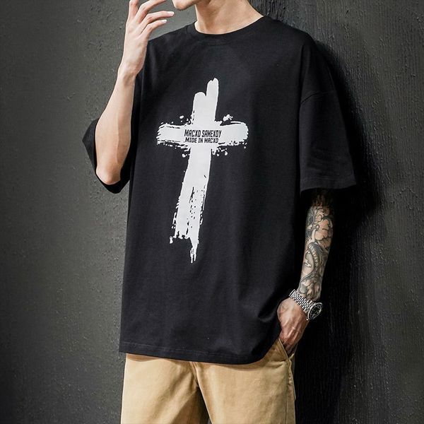 new hip hop short national fashion men's loose cru half 5 / 6 sleeve mourning cross print youth t-shirt, White;black
new hip hop short national fashion men's loose cru half 5 / 6 sleeve mourning cross print youth t-shirt, White;black
