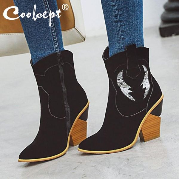 coolcept plus size 33-46 ankle boots for women western cowgirl shoes women high heels pointed toe casual winter warm fur boots, Black
coolcept plus size 33-46 ankle boots for women western cowgirl shoes women high heels pointed toe casual winter warm fur boots, Black