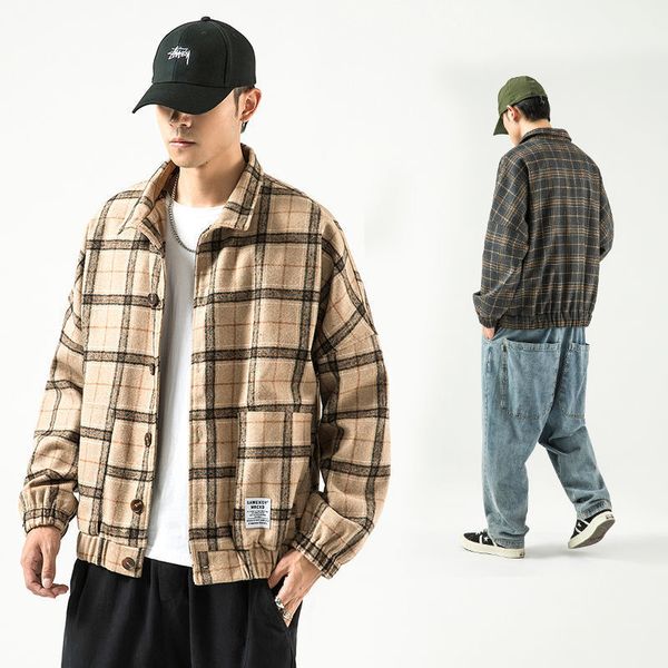 autumn 2021 and winter new men's of short wool cloth loose chess big khaki sell cargo jacket lj1x, White;black
autumn 2021 and winter new men's of short wool cloth loose chess big khaki sell cargo jacket lj1x, White;black